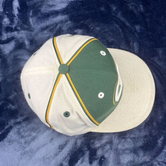 Vintage Reebok Green Bay Packers Hat Fitted 7-3/8 NFL Wool Blend White Big Logo - Picture 7 of 14